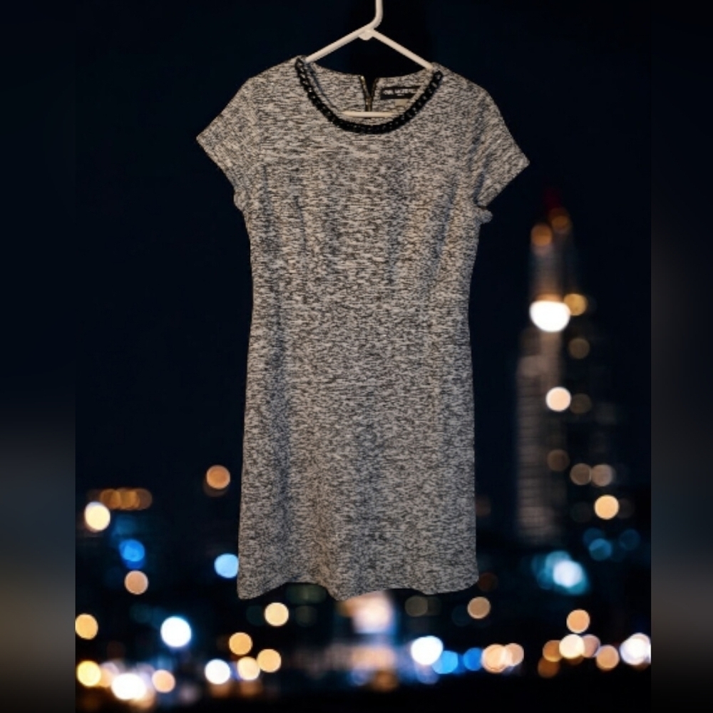 KARL LAGERFELD PARIS Black White Tweed Dress Size 10